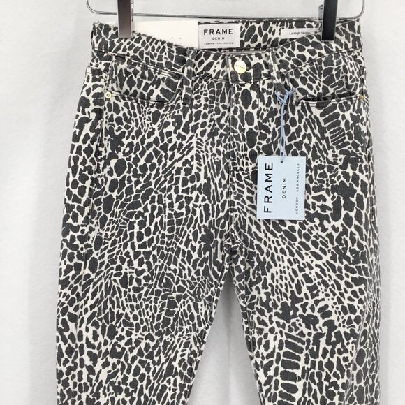 Frame Le High Skinny ankle jeans animal gray white leopard cheetah new 26 - Picture 3 of 5
